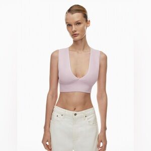 Babaton Sculpt Knit Deep V Tank in Halo Pink - Small